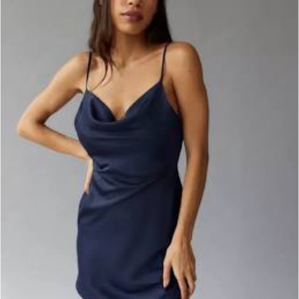 Mallory navy satin Slip Dress by Urban Outfitters UO URBN